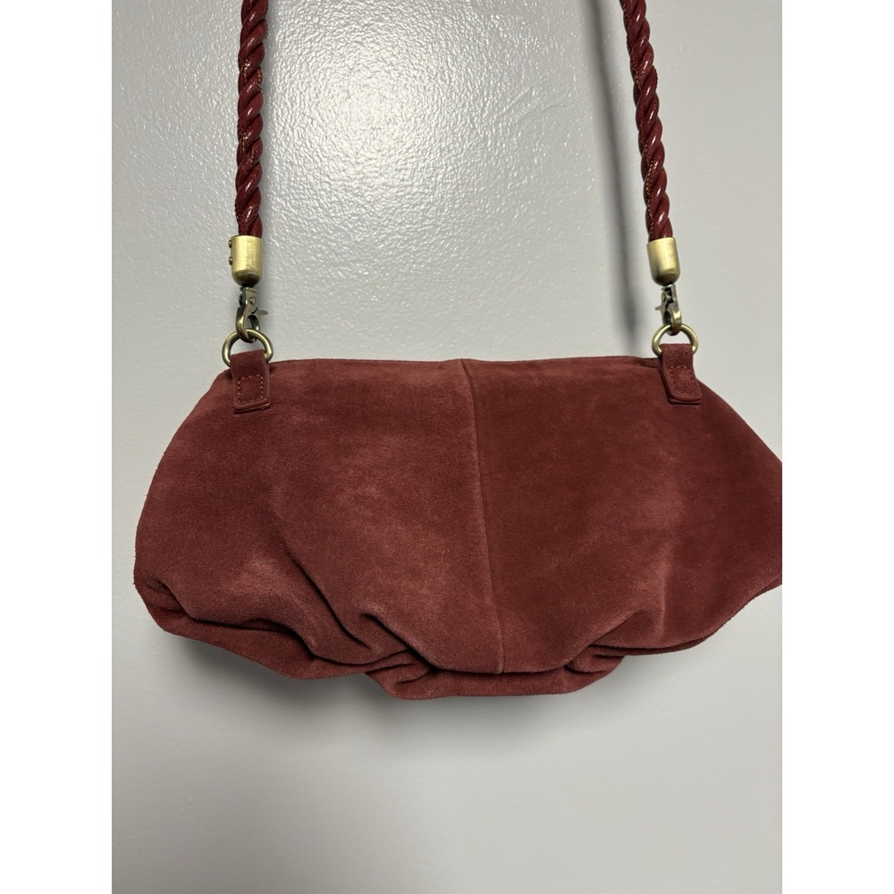 Anthropologie‎ Suede Leather Crossbody Small Terracotta Red Handbag - Picture 13 of 13